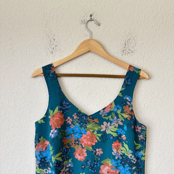 CABI Still Life Top Multicolor Floral V-Neck Lined Sheer Cami Tank Boho - Picture 4 of 11